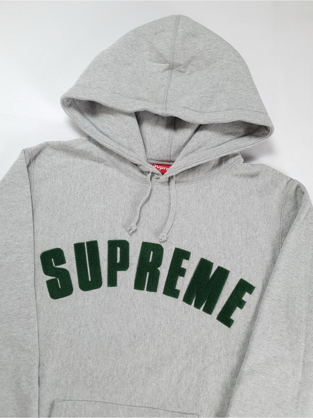 Supreme Chenille Arch Hoodie Forest Green Grey SS17 Size Large Mint Condition
